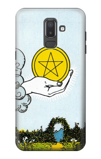 W3722 Tarot Card Ace of Pentacles Coins Hard Case and Leather Flip Case For Samsung Galaxy J8 (2018)