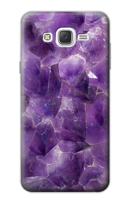 W3713 Purple Quartz Amethyst Graphic Printed Hard Case and Leather Flip Case For Samsung Galaxy J7