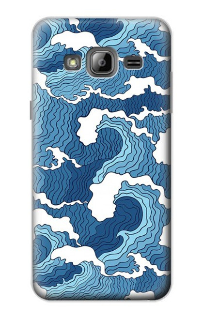 W3751 Wave Pattern Hard Case and Leather Flip Case For Samsung Galaxy J3 (2016)