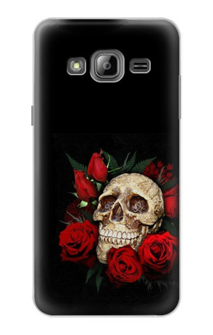 W3753 Dark Gothic Goth Skull Roses Hard Case and Leather Flip Case For Samsung Galaxy J3 (2016)