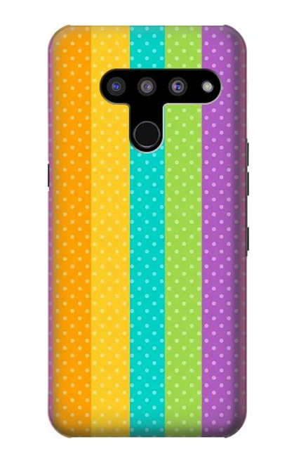 W3678 Colorful Rainbow Vertical Hard Case and Leather Flip Case For LG V50, LG V50 ThinQ 5G