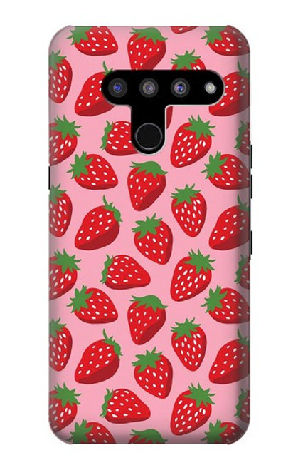 W3719 Strawberry Pattern Hard Case and Leather Flip Case For LG V50, LG V50 ThinQ 5G