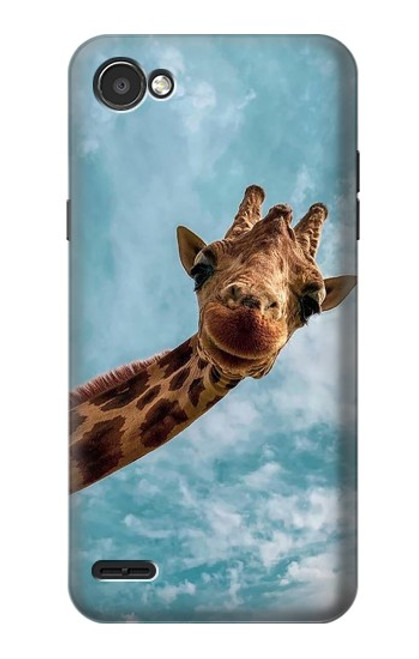 W3680 Cute Smile Giraffe Hard Case and Leather Flip Case For LG Q6
