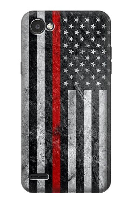 W3687 Firefighter Thin Red Line American Flag Hard Case and Leather Flip Case For LG Q6