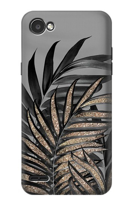 W3692 Gray Black Palm Leaves Hard Case and Leather Flip Case For LG Q6