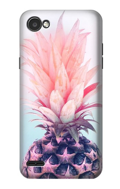 W3711 Pink Pineapple Hard Case and Leather Flip Case For LG Q6