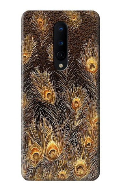 W3691 Gold Peacock Feather Hard Case and Leather Flip Case For OnePlus 8