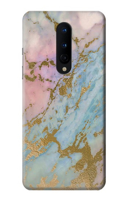 W3717 Rose Gold Blue Pastel Marble Graphic Printed Hard Case and Leather Flip Case For OnePlus 8