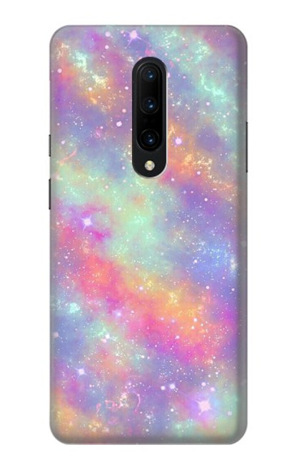 W3706 Pastel Rainbow Galaxy Pink Sky Hard Case and Leather Flip Case For OnePlus 7 Pro