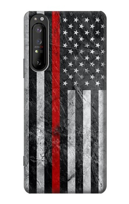 W3687 Firefighter Thin Red Line American Flag Hard Case and Leather Flip Case For Sony Xperia 1 II