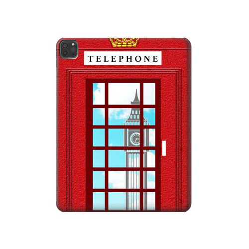 W2059 England British Telephone Box Minimalist Tablet Hard Case For iPad Pro 11 (2021,2020,2018, 3rd, 2nd, 1st)