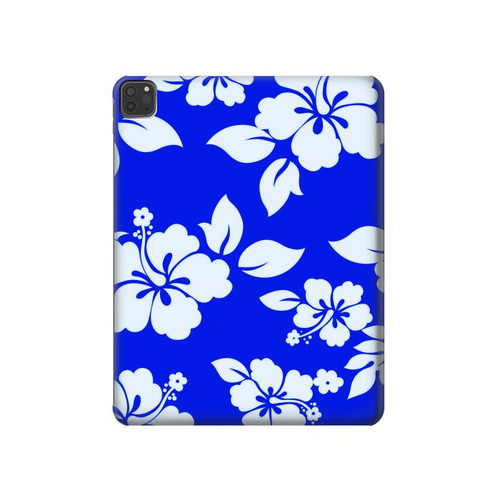 W2244 Hawaiian Hibiscus Blue Pattern Tablet Hard Case For iPad Pro 11 (2021,2020,2018, 3rd, 2nd, 1st)