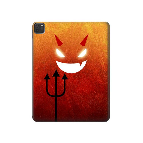 W2454 Red Cute Little Devil Cartoon Tablet Hard Case For iPad Pro 11 (2021,2020,2018, 3rd, 2nd, 1st)