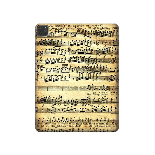 W2667 The Fowler Mozart Music Sheet Tablet Hard Case For iPad Pro 11 (2021,2020,2018, 3rd, 2nd, 1st)