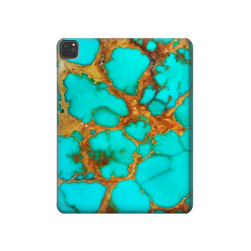 W2688 Aqua Copper Turquoise Gemstone Graphic Tablet Hard Case For iPad Pro 11 (2021,2020,2018, 3rd, 2nd, 1st)