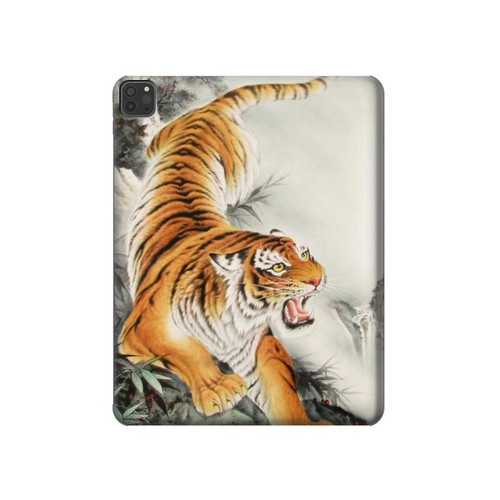 W2751 Chinese Tiger Brush Painting Tablet Hard Case For iPad Pro 11 (2021,2020,2018, 3rd, 2nd, 1st)