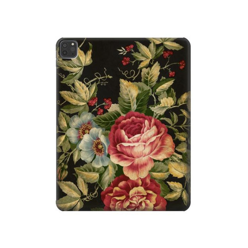 W3013 Vintage Antique Roses Tablet Hard Case For iPad Pro 11 (2021,2020,2018, 3rd, 2nd, 1st)