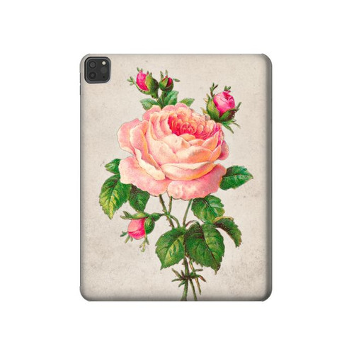 W3079 Vintage Pink Rose Tablet Hard Case For iPad Pro 11 (2021,2020,2018, 3rd, 2nd, 1st)