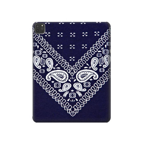 W3357 Navy Blue Bandana Pattern Tablet Hard Case For iPad Pro 11 (2021,2020,2018, 3rd, 2nd, 1st)