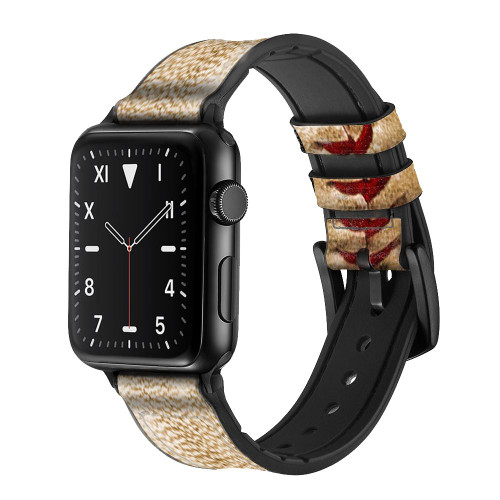 CA0005 Baseball Silicone & Leather Smart Watch Band Strap For Apple Watch iWatch