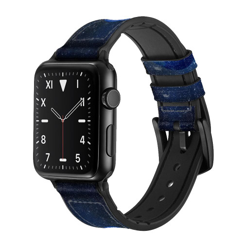 CA0730 Blue Planet Silicone & Leather Smart Watch Band Strap For Apple Watch iWatch