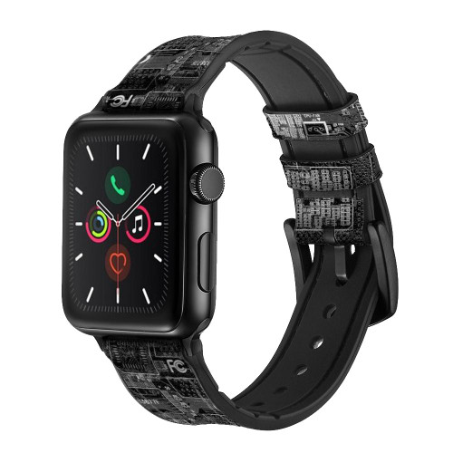 CA0732 Bug Circuit Board Graphic Silicone & Leather Smart Watch Band Strap For Apple Watch iWatch