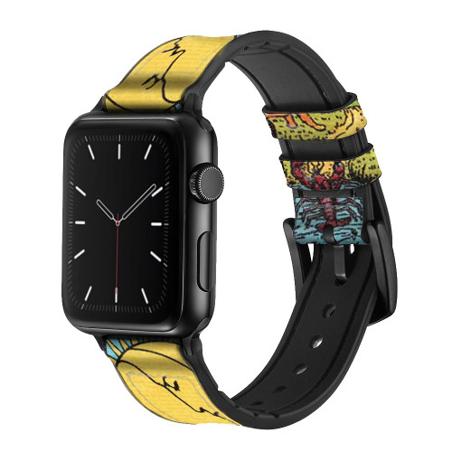 CA0733 Tarot Card Moon Silicone & Leather Smart Watch Band Strap For Apple Watch iWatch