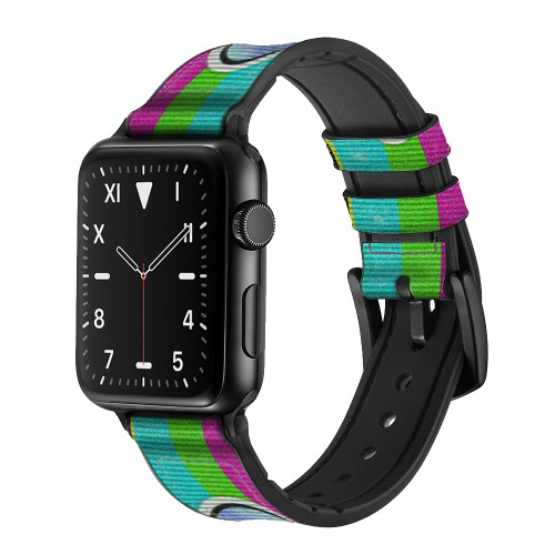 CA0735 Alien No Signal Silicone & Leather Smart Watch Band Strap For Apple Watch iWatch