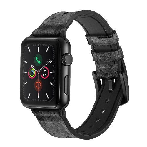 CA0744 Black Ace Spade Silicone & Leather Smart Watch Band Strap For Apple Watch iWatch
