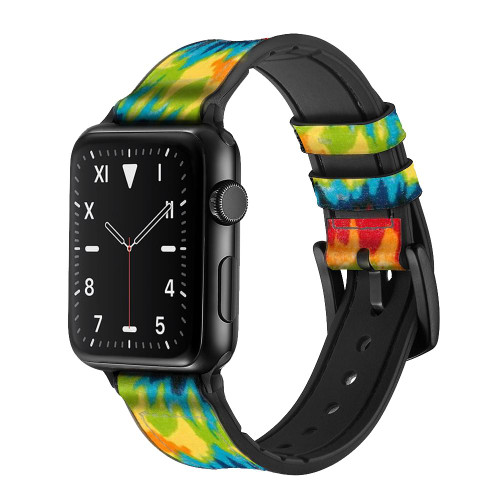 CA0755 Tie Dye Silicone & Leather Smart Watch Band Strap For Apple Watch iWatch