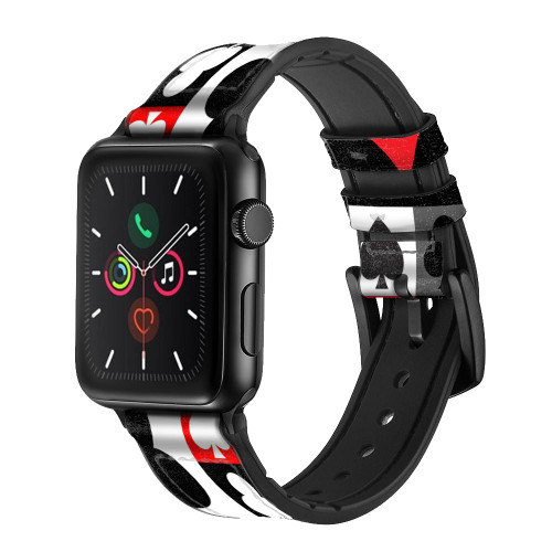 CA0759 Poker Card Suit Silicone & Leather Smart Watch Band Strap For Apple Watch iWatch