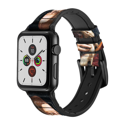 CA0766 Lady Ermine Leonardo da Vinci Silicone & Leather Smart Watch Band Strap For Apple Watch iWatch