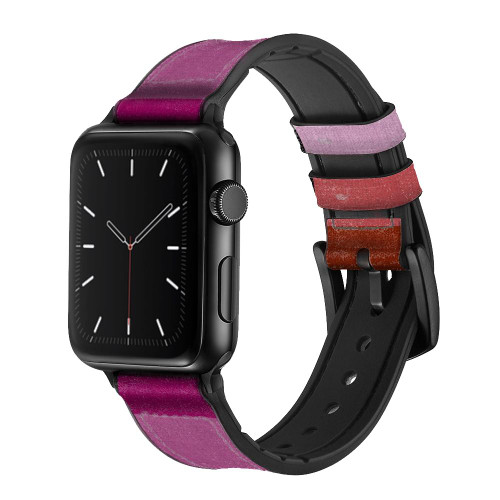 CA0768 LGBT Lesbian Flag Silicone & Leather Smart Watch Band Strap For Apple Watch iWatch