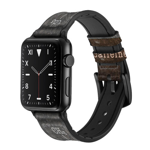 CA0770 Caffeine Molecular Silicone & Leather Smart Watch Band Strap For Apple Watch iWatch