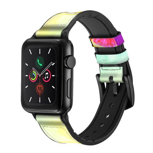 CA0787 Colorful Lemon Silicone & Leather Smart Watch Band Strap For Apple Watch iWatch