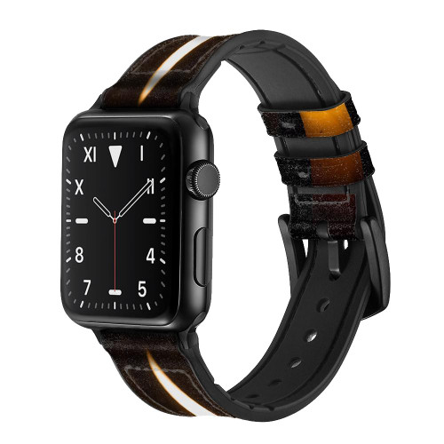 CA0815 Buddha Candle Burning Silicone & Leather Smart Watch Band Strap For Apple Watch iWatch