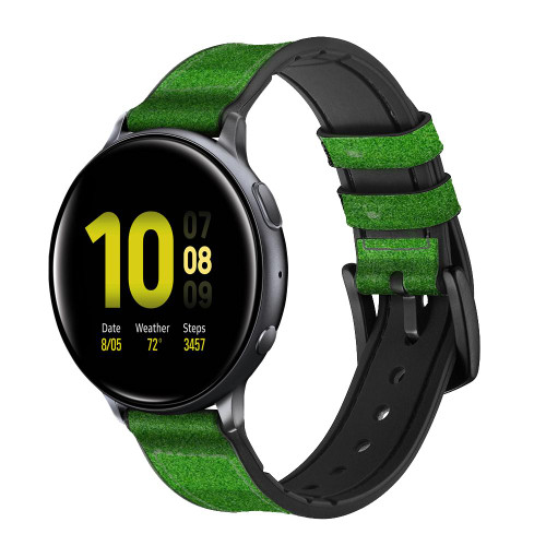 CA0267 Football Soccer Field Silicone & Leather Smart Watch Band Strap For Samsung Galaxy Watch, Gear, Active