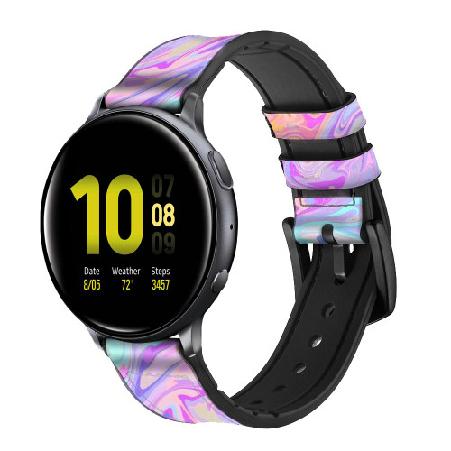 CA0742 Digital Art Colorful Liquid Silicone & Leather Smart Watch Band Strap For Samsung Galaxy Watch, Gear, Active