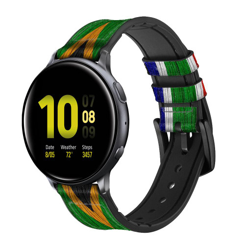 CA0760 South Africa Flag Silicone & Leather Smart Watch Band Strap For Samsung Galaxy Watch, Gear, Active