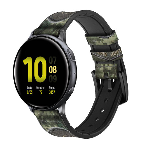 CA0763 Biohazard Zombie Hunter Graphic Silicone & Leather Smart Watch Band Strap For Samsung Galaxy Watch, Gear, Active