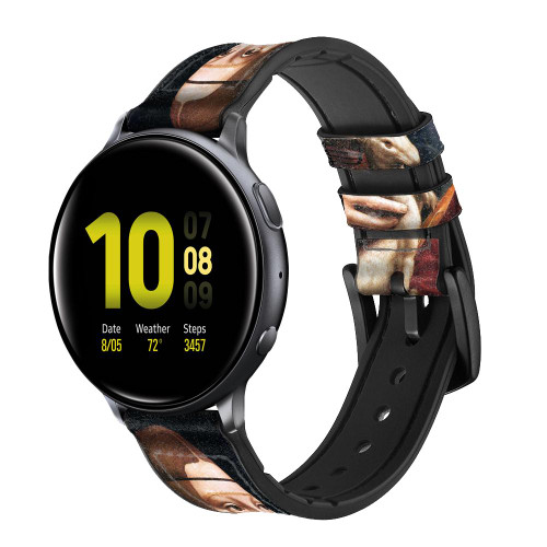 CA0766 Lady Ermine Leonardo da Vinci Silicone & Leather Smart Watch Band Strap For Samsung Galaxy Watch, Gear, Active