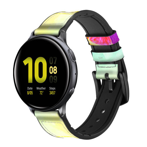 CA0787 Colorful Lemon Silicone & Leather Smart Watch Band Strap For Samsung Galaxy Watch, Gear, Active