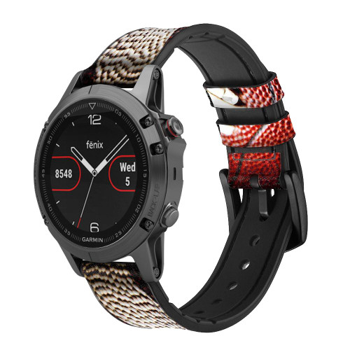 CA0003 American Football Silicone & Leather Smart Watch Band Strap For Garmin Smartwatch