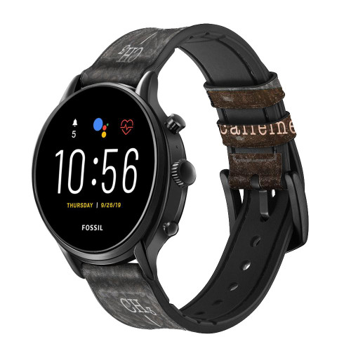 CA0770 Caffeine Molecular Silicone & Leather Smart Watch Band Strap For Fossil Smartwatch