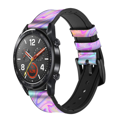 CA0742 Digital Art Colorful Liquid Silicone & Leather Smart Watch Band Strap For Wristwatch Smartwatch