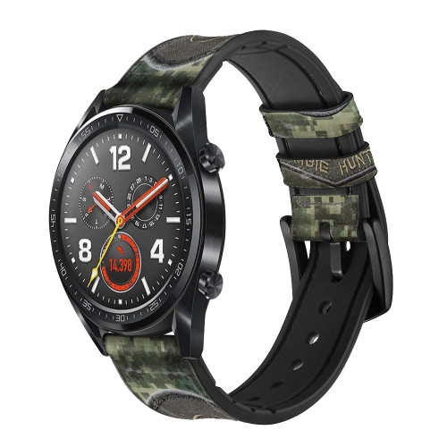 CA0763 Biohazard Zombie Hunter Graphic Silicone & Leather Smart Watch Band Strap For Wristwatch Smartwatch