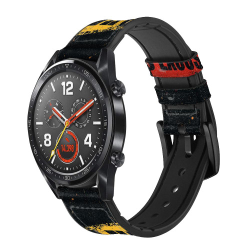 CA0786 No Fear Limits Excuses Silicone & Leather Smart Watch Band Strap For Wristwatch Smartwatch