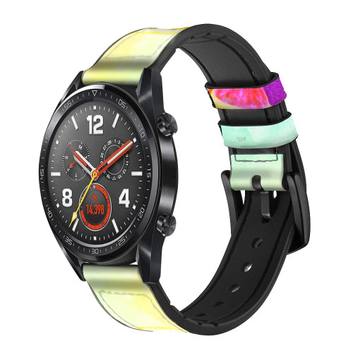 CA0787 Colorful Lemon Silicone & Leather Smart Watch Band Strap For Wristwatch Smartwatch