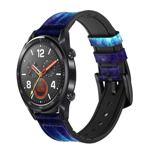 CA0832 Shockwave Explosion Silicone & Leather Smart Watch Band Strap For Wristwatch Smartwatch