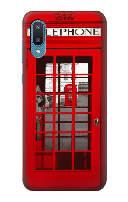 W0058 British Red Telephone Box Hard Case and Leather Flip Case For Samsung Galaxy A04, Galaxy A02, M02